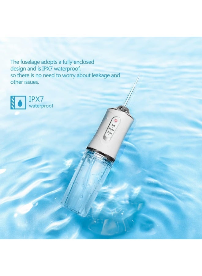 ELTRAZONE Portable Cordless Water Flosser - 230ml IPX7 Waterproof Oral Irrigator with 3 Modes & 4 Jet Tips, USB-C Charging | White - Image 2