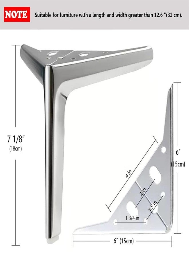Smaxcn 7 inch/18cm Shiny Chrome Metal Furniture Legs Set of 4, DIY Replacement for Short Cabinet Legs, Sofa Legs, Small Dresser Legs - Image 3