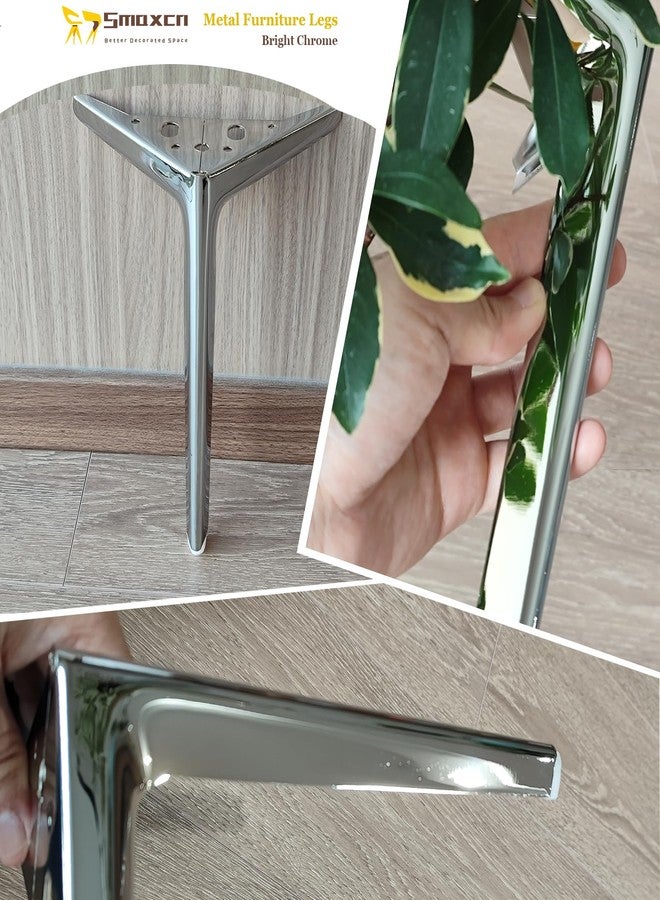 Smaxcn 7 inch/18cm Shiny Chrome Metal Furniture Legs Set of 4, DIY Replacement for Short Cabinet Legs, Sofa Legs, Small Dresser Legs - Image 2