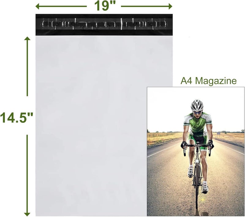 SJPACK 200pcs 14.5x19 Poly Mailers 2.5 Mil Envelopes Shipping Bags With Self Sealing Stripe,White Poly Mailers - Image 2