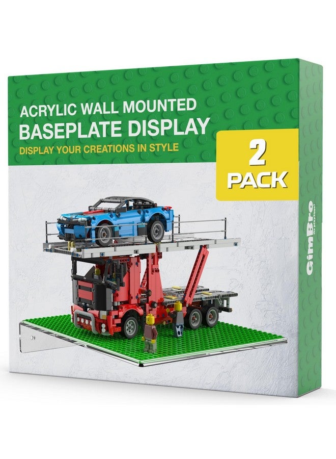 GALVANOX Display Shelves for Building Bricks (2 Pack Set) Compatible with All Toy Block Brands - Floating Wall Mounted Shelf with 10 Inch Removable Baseplate (Clear Acrylic) - Image 4