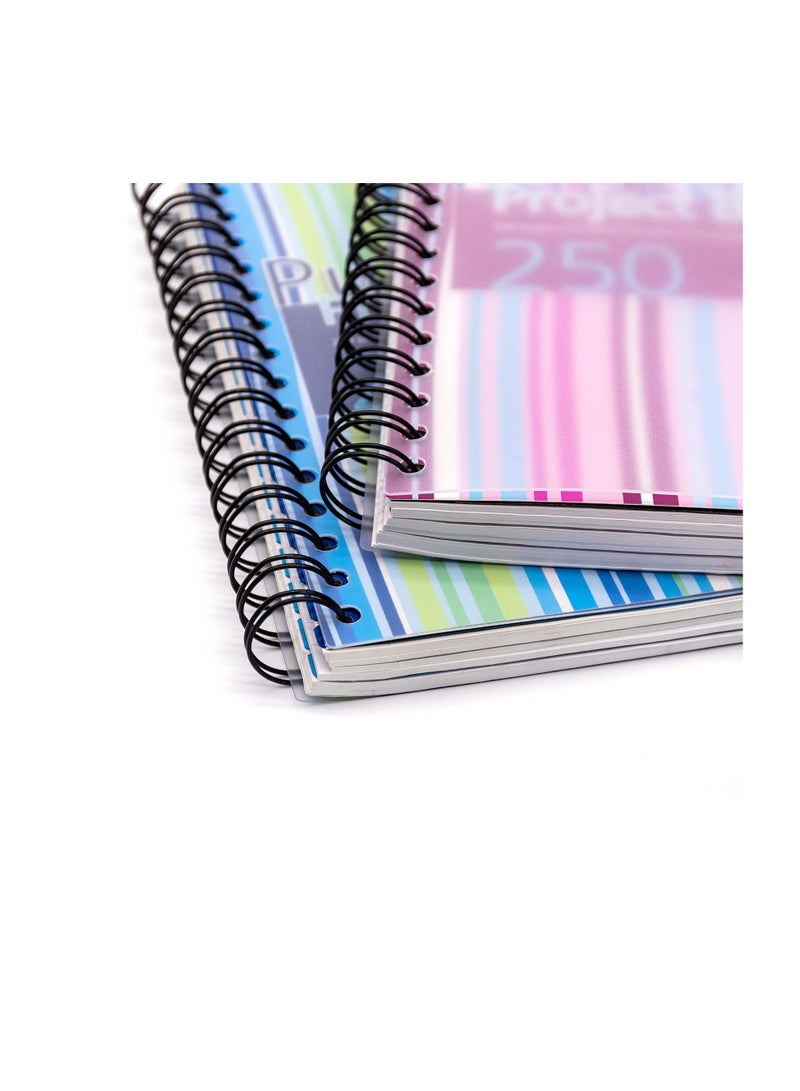 Pukka Pad, A5 Striped Project Notebook 3-Pack - 21 x 14.9cm - Wirebound Notebook with 8mm Feint Ruled Lines on 80GSM Paper – Includes 3 Repositionable Dividers with Storage Pockets - 250 Pages - Image 3