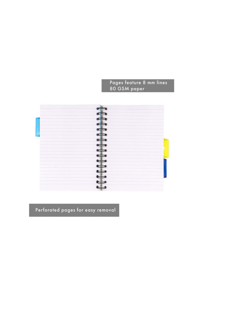 Pukka Pad, A5 Striped Project Notebook 3-Pack - 21 x 14.9cm - Wirebound Notebook with 8mm Feint Ruled Lines on 80GSM Paper – Includes 3 Repositionable Dividers with Storage Pockets - 250 Pages - Image 4