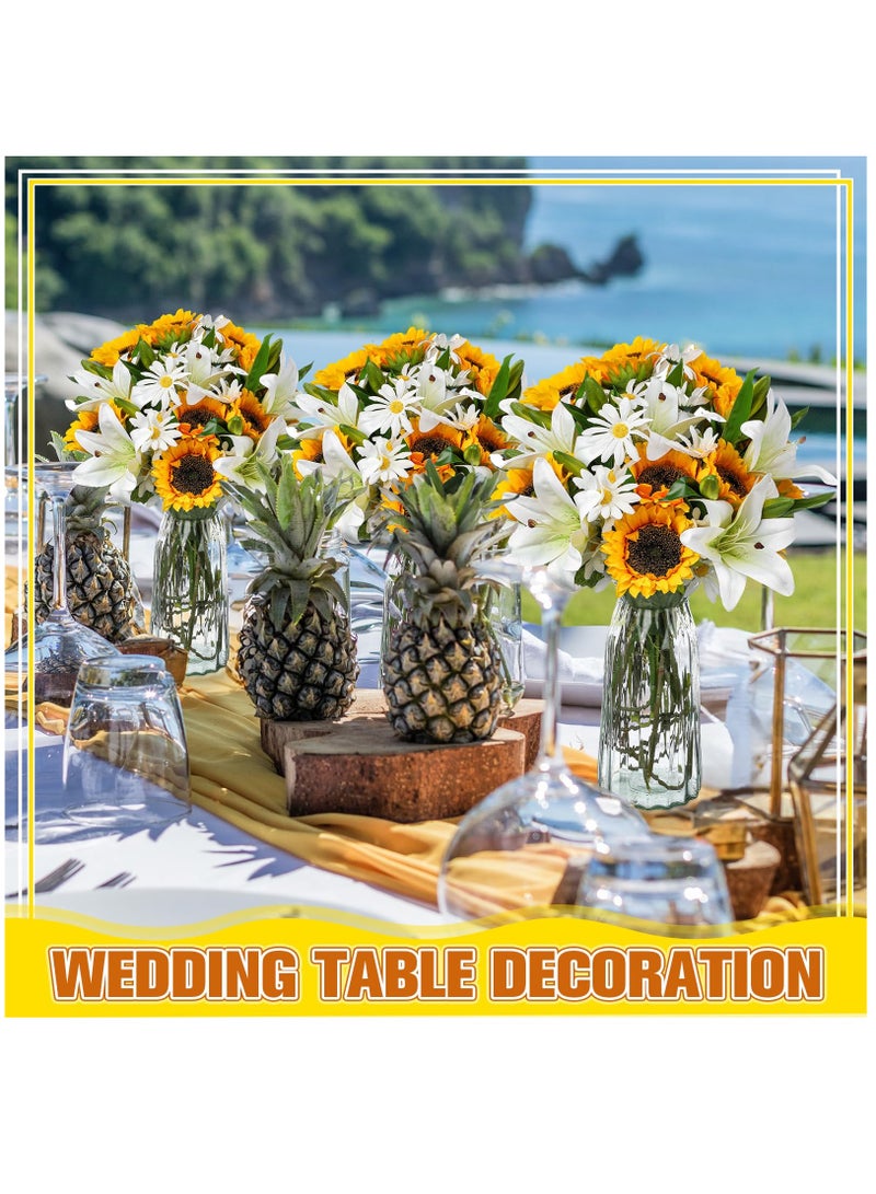 Excefore 20 Pcs Artificial Sunflower Bouquets Faux Flowers Bouquet Latex Lilies Silk Daisy Sunflowers Spring Flower Arrangement for Wedding Party Decor Mother's Day Table Centerpiece Home Decoration - Image 4