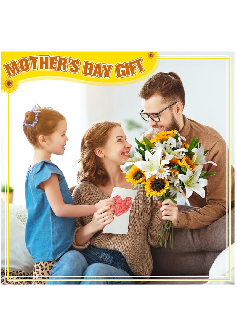 Excefore 20 Pcs Artificial Sunflower Bouquets Faux Flowers Bouquet Latex Lilies Silk Daisy Sunflowers Spring Flower Arrangement for Wedding Party Decor Mother's Day Table Centerpiece Home Decoration - Image 5