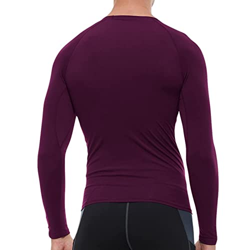 SPVISE Wine Red Compression Shirts Long Sleeve Men Cool Dry Athletic Workout Running T-Shirts Top Sports Baselayer Undershirt - Image 3