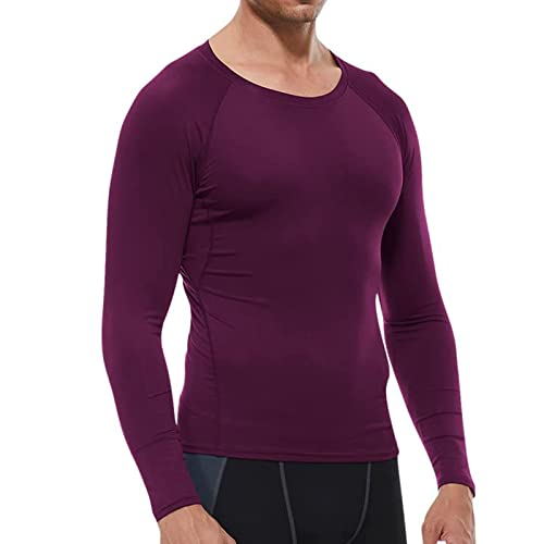 SPVISE Wine Red Compression Shirts Long Sleeve Men Cool Dry Athletic Workout Running T-Shirts Top Sports Baselayer Undershirt - Image 2