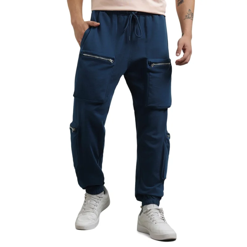 نوبيرو Men's Navy Multi Pocket Cargo Joggers