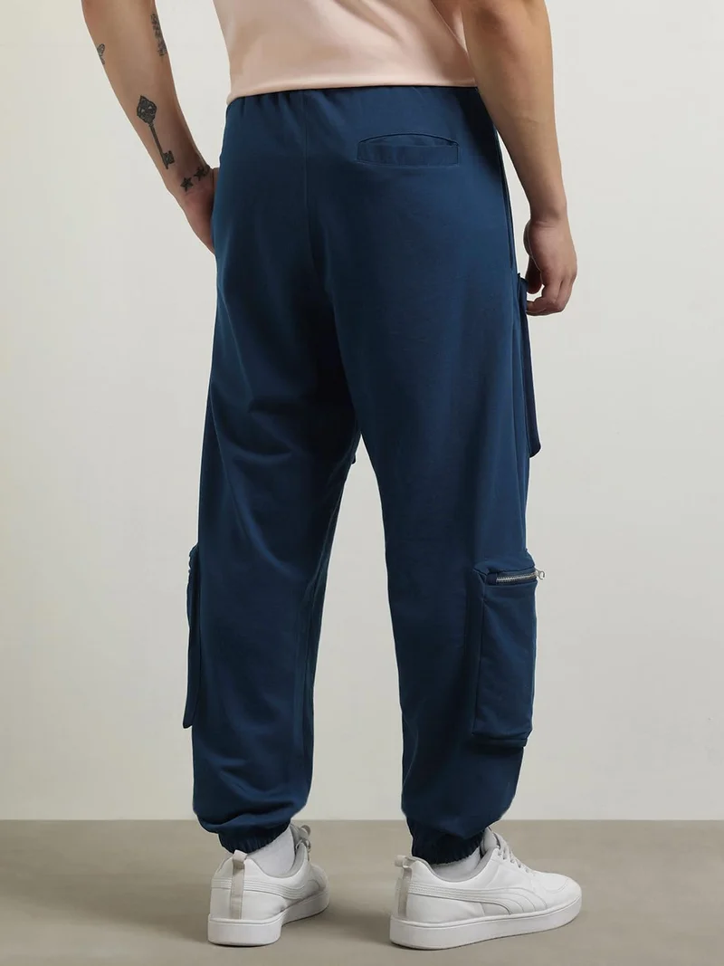 NOBERO  Men's Navy Multi Pocket Cargo Joggers for Men | Best Price UAE