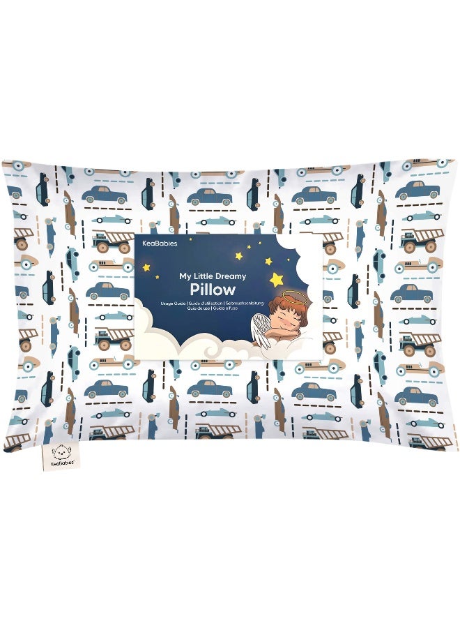 KeaBabies Toddler Pillow with Pillowcase, Kids Travel Bed Pillow, Vroom - Image 1