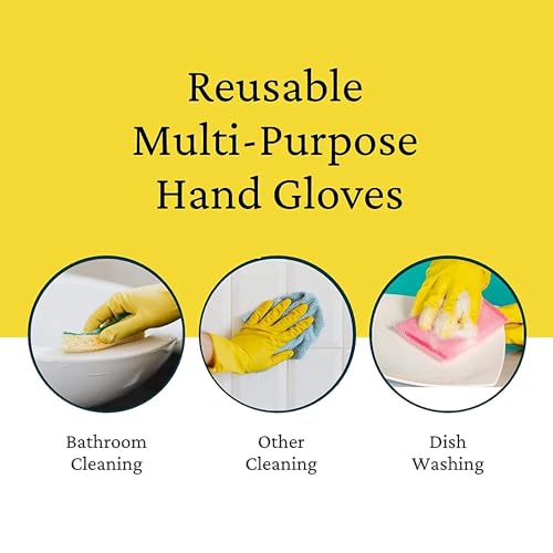 Sulfar Reusable 100% Natural Latex Rubber Dish Washing Gloves, Cleaning Gloves, Pet Grooming, Gardening, Great for Washing Dish, Kitchen, Car and Bathroom (Large, Yellow, 1 Pair) - Image 5