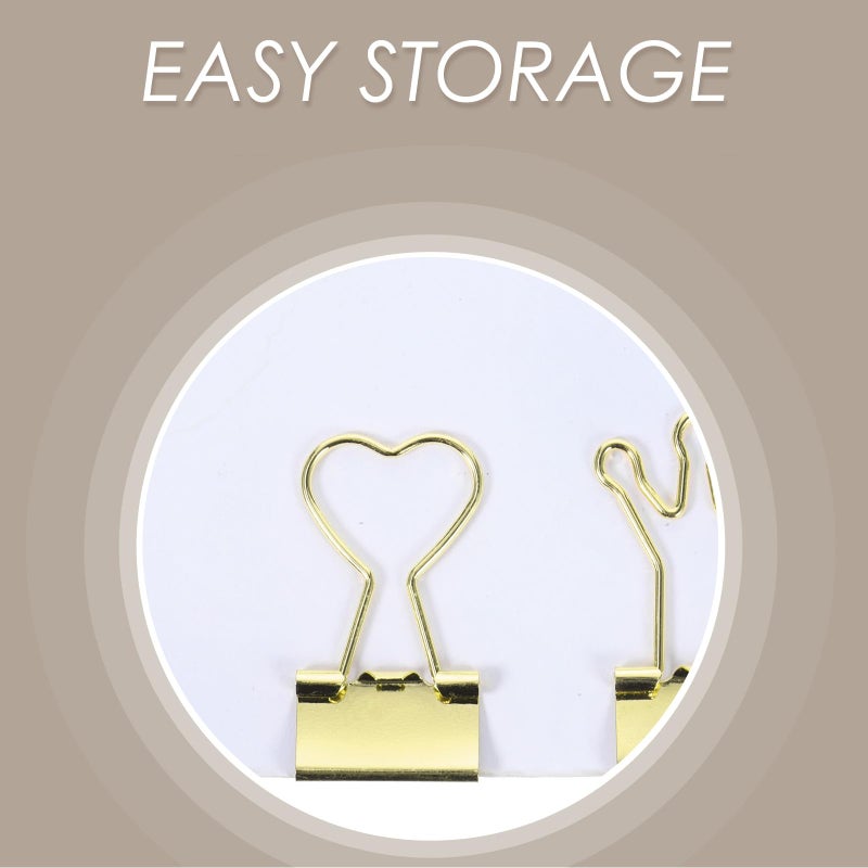 Gold Finish Heart Shaped Mini Binder Clips 10 Pack for Office Planner Document Organization - Image 4
