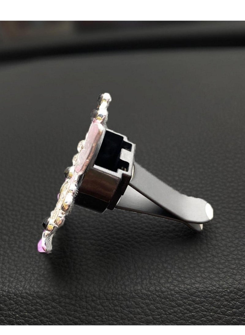 Y&D Creative Dual Butterfly Car Perfume Clip Air Fresheners Vent Clips Women Cute Rhinestone Trim Sparkly Aroma Diffuser Stone Decoration Accessories, Gray - Image 4