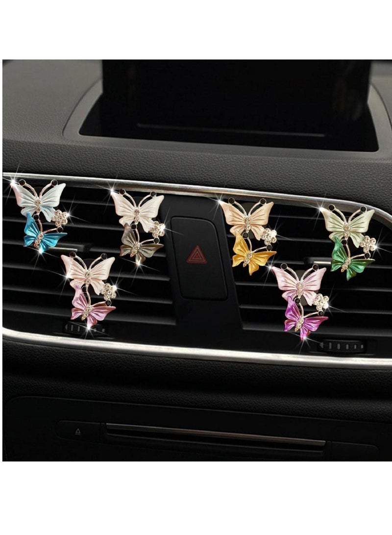 Y&D Creative Dual Butterfly Car Perfume Clip Air Fresheners Vent Clips Women Cute Rhinestone Trim Sparkly Aroma Diffuser Stone Decoration Accessories, Gray - Image 5