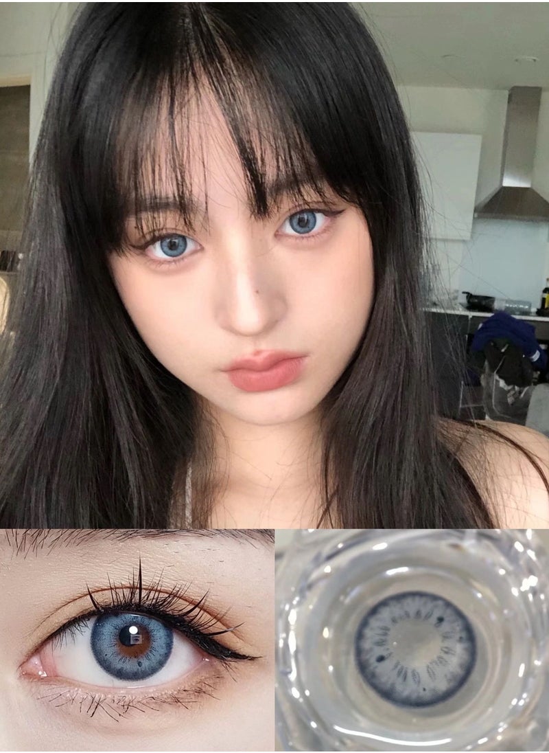 Mill Creek Mill Creek color contact lenses 14.2MM hydrogel lenses can be used for 12 months 1 pair of 2 blue glasses  - Image 3