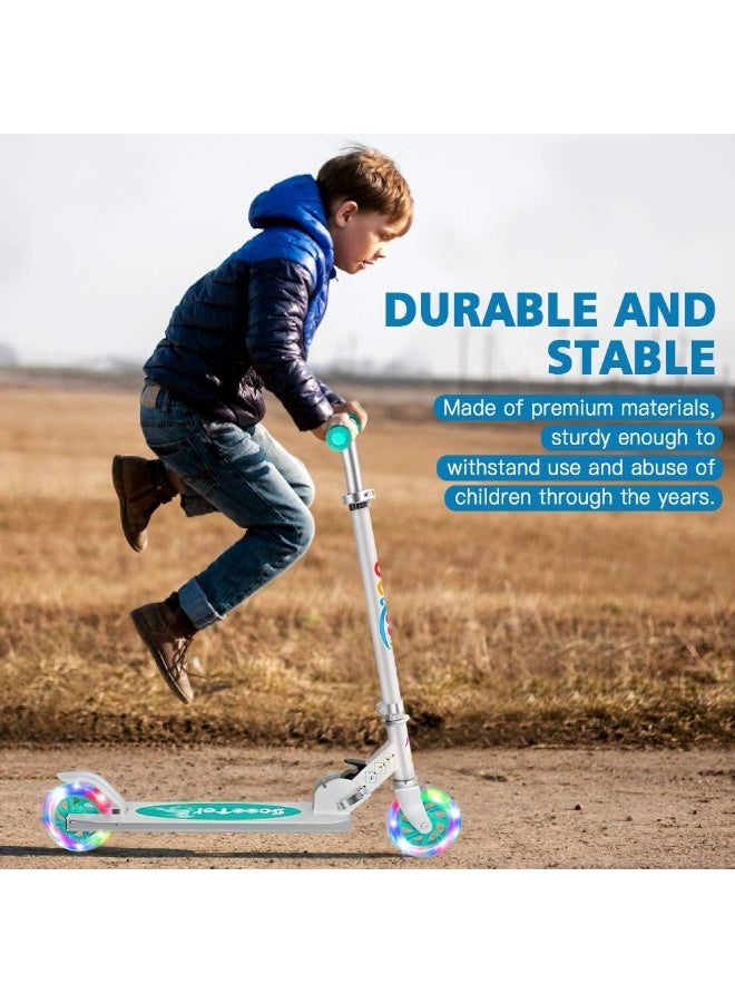 BELEEV V1 Scooters for Kids, 2 Wheel Folding Kick Scooter for Girls Boys, 3 Adjustable Height, Light Up Wheels, Lightweight Push Scooter with Kickstand for Children Ages 3-12 - Image 1