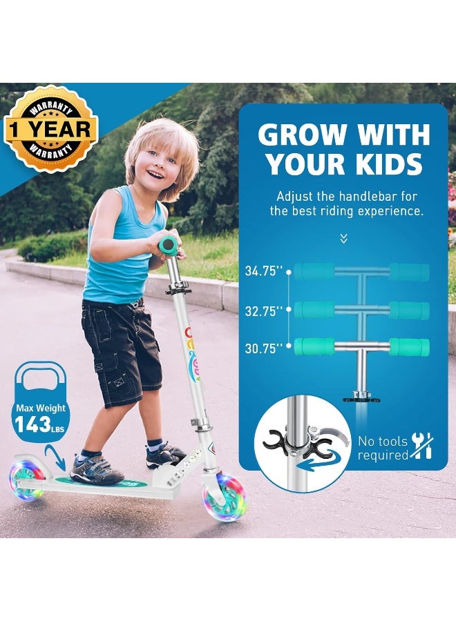 BELEEV V1 Scooters for Kids, 2 Wheel Folding Kick Scooter for Girls Boys, 3 Adjustable Height, Light Up Wheels, Lightweight Push Scooter with Kickstand for Children Ages 3-12 - Image 4