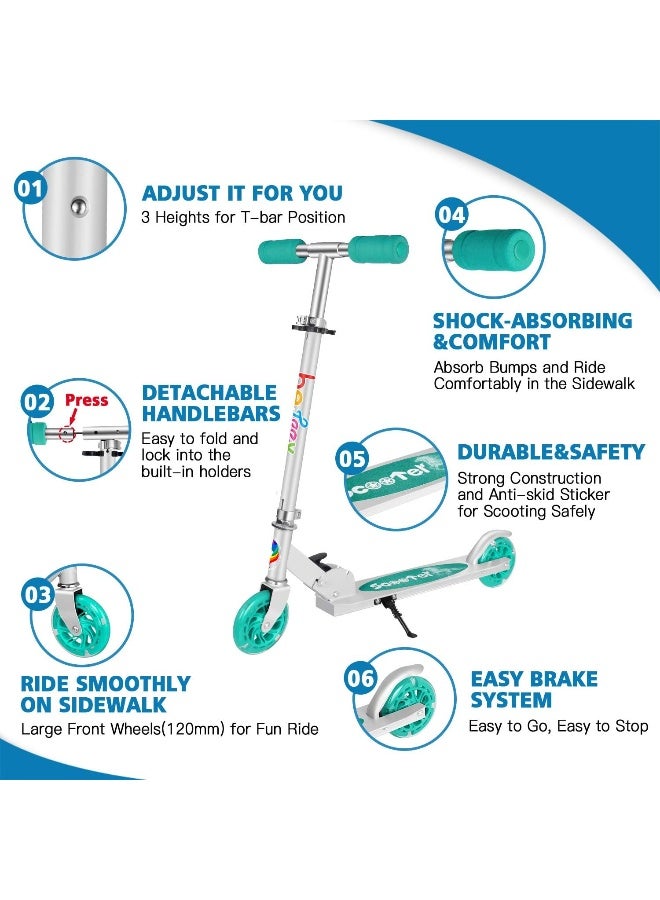 BELEEV V1 Scooters for Kids, 2 Wheel Folding Kick Scooter for Girls Boys, 3 Adjustable Height, Light Up Wheels, Lightweight Push Scooter with Kickstand for Children Ages 3-12 - Image 3