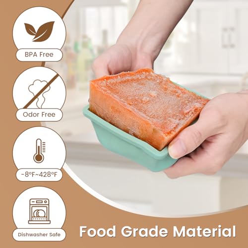 GGOW Silicone Freezer Tray for Soup Ice Cubes 2Cup Freezing Trays with Lid for Meal Prep 4Pack Silicon Soup Portion Freeze Tray Make Stock Souped Ice Cube - Image 3