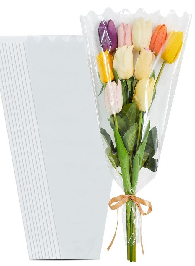 BEISHIDA 100 PCS Clear Flower Bouquet Bags Cellophane Flower Sleeves Plastic Wrapping Bags for Florist Bouquet Supplies Mother's Day Valentine's Day (Transparent,18 x 12 inch - Image 1
