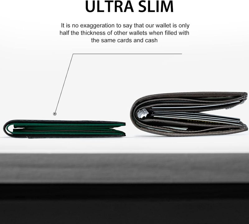 GSOIAX Slim Wallet for Men RFID Blocking Bifold Wallet Carbon Fiber Front Pocket Wallet with 11 Card Holders Minimalist Mens Wallet Comes with Gift Box, Carbon Fiber Green, 4.3 x 3 x 0.5 inches, Slim - Image 2