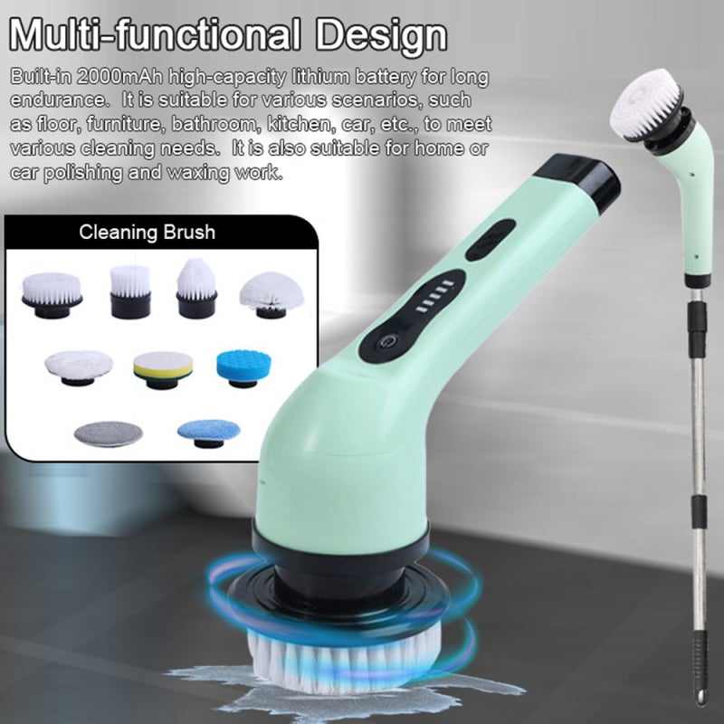 Cordless Electric Cleaning Brush: 6pcs Replacement Brush Heads, 360° Rotating Cleaning, Retractable Telescopic Rod, 75W Powerful Motor - 2000mAh Long Endurance for Home Kitchen Bathroom Car Cleaning - Image 5