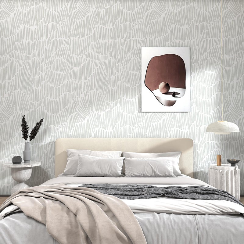 Theper Green Wallpaper 17.3"Ã—78.8" Modern Striped Peel and Stick Wallpaper Boho Self Adhesive Removable Wall Paper for Bedroom Waterproof Vinyl White and Green Contact Paper - Image 4