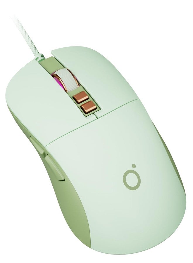 ماوس SEUNKWANG EWEADN G309 سلكي، ماوس كمبيوتر مريح بسبعة أزرار، بدقة 2400 نقطة في البوصة، وأربعة مستويات لضبط الدقة، ماوس مكتبي بصري USB بسلك طوله 1.5 متر لأجهزة الكمبيوتر المحمولة والمكتبية وأجهزة MacBook - أخضر - Image 1