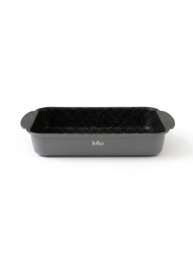 Julia Elite Edge Rectangular Pan 34cm - Grey - Black Granite Non-Stick - Induction Ready - Image 1
