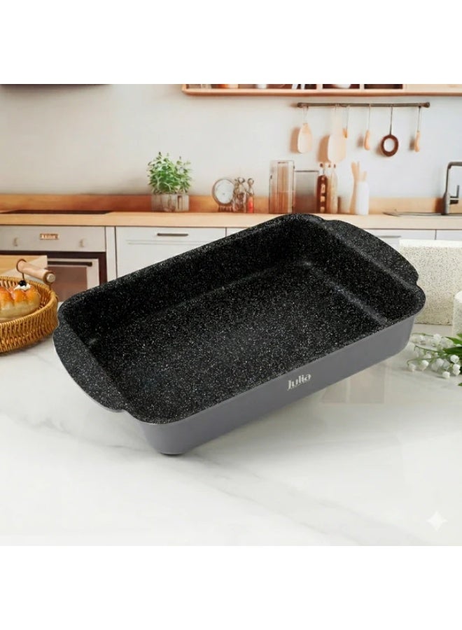 Julia Elite Edge Rectangular Pan 34cm - Grey - Black Granite Non-Stick - Induction Ready - Image 2