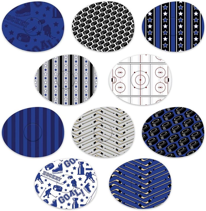 Rockadex Adhesive Patches - Compatible for Freestyle Libre Sensor, Custom-Designed Freestyle Libre Patches, Diabetic Supplies Mix 10 Pack Hockey (Freestyle Libre 2)