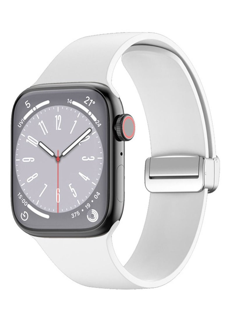 Youque - Silicone Sport Watch Strap/Watchband for Apple iWatch Series 1/2/3/4/5/6/7/8/Ultra 42/44/45/49mm White - Image 1
