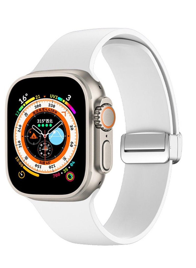 Youque - Silicone Sport Watch Strap/Watchband for Apple iWatch Series 1/2/3/4/5/6/7/8/Ultra 42/44/45/49mm White - Image 1