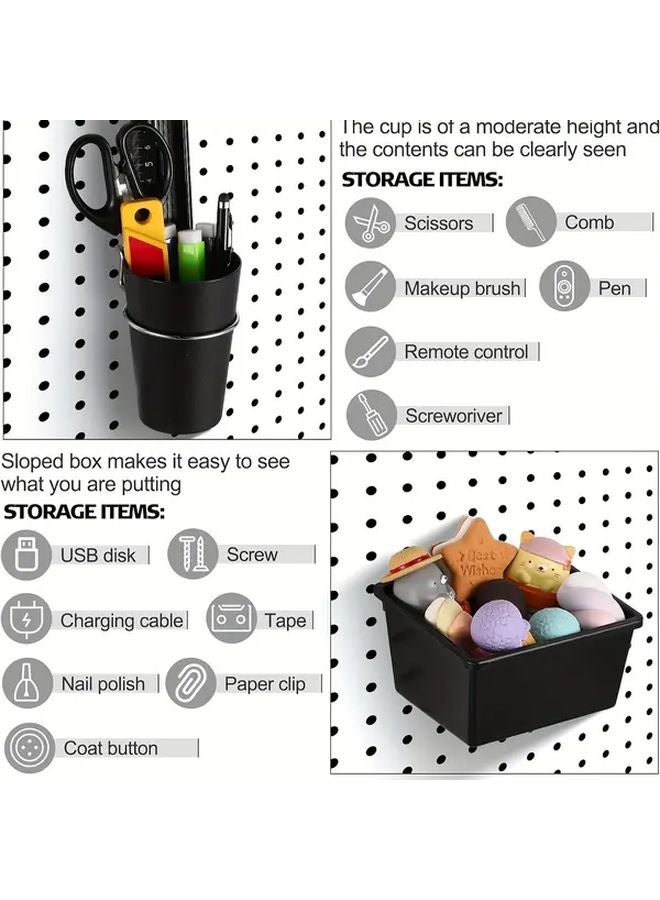 48 قطعة من صناديق لوحة الأرفف السوداء مع خطاطيف وحلقات مجموعة منظم تخزين للمنزل والمكتب والمرآب - Image 3