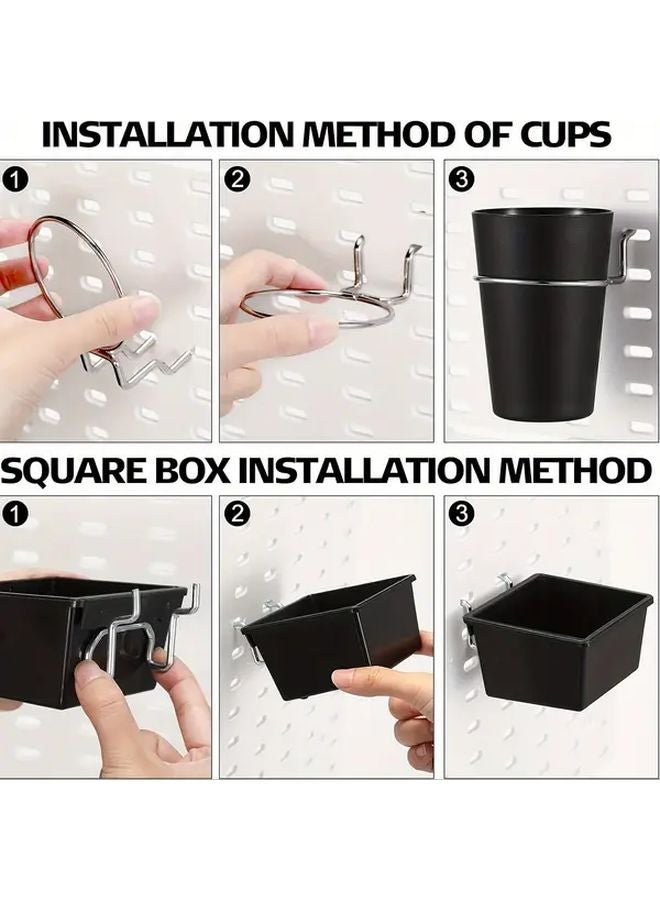 48 قطعة من صناديق لوحة الأرفف السوداء مع خطاطيف وحلقات مجموعة منظم تخزين للمنزل والمكتب والمرآب - Image 5