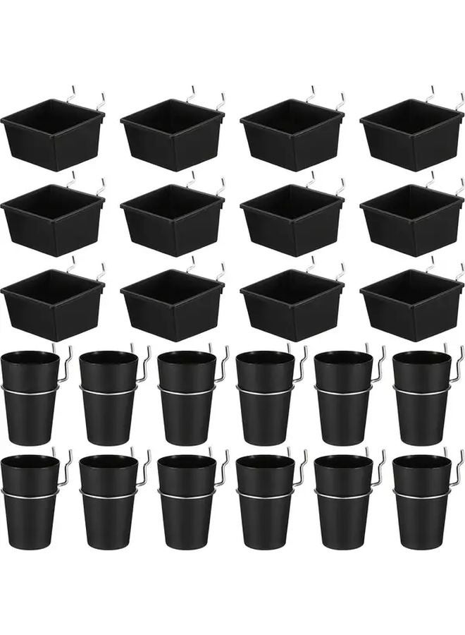 48 قطعة من صناديق لوحة الأرفف السوداء مع خطاطيف وحلقات مجموعة منظم تخزين للمنزل والمكتب والمرآب - Image 1