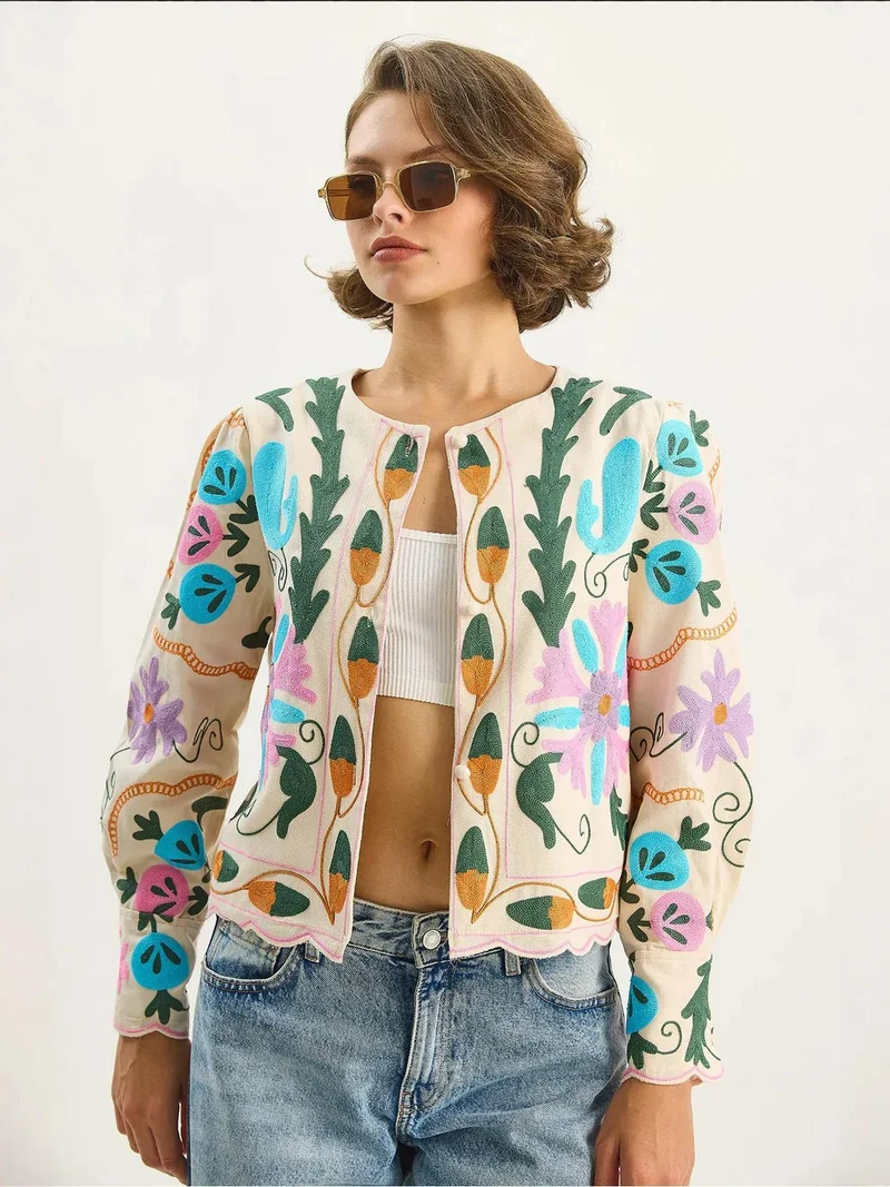 Bianco Lucci LUCCI Floral Print Jacket