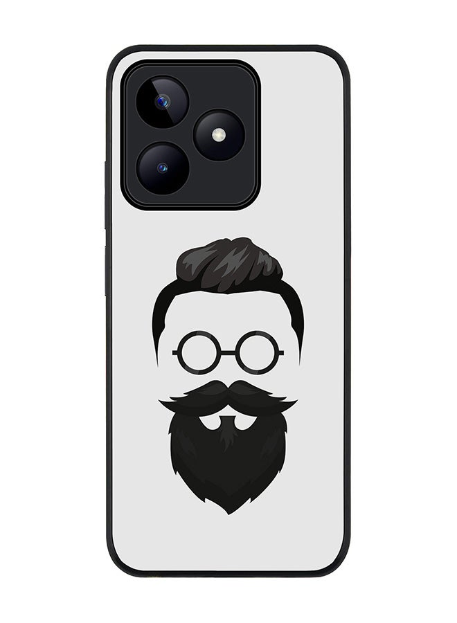 Stylizedd Rugged Black edge case for Realme C51 / Realme Note 50 4G, Slim fit Case Flexible Anti Drop TPU Gel Thin Cover - Beard Hipster - Image 1
