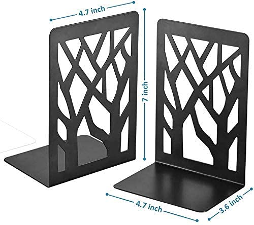 Zeinwap Metal Non-Slip Bookend Bracket Heavy Book End Office Book Stopper Desk Organizer Book Holder Bookends Office Accessories (Black, 2 Pcs) - Image 3