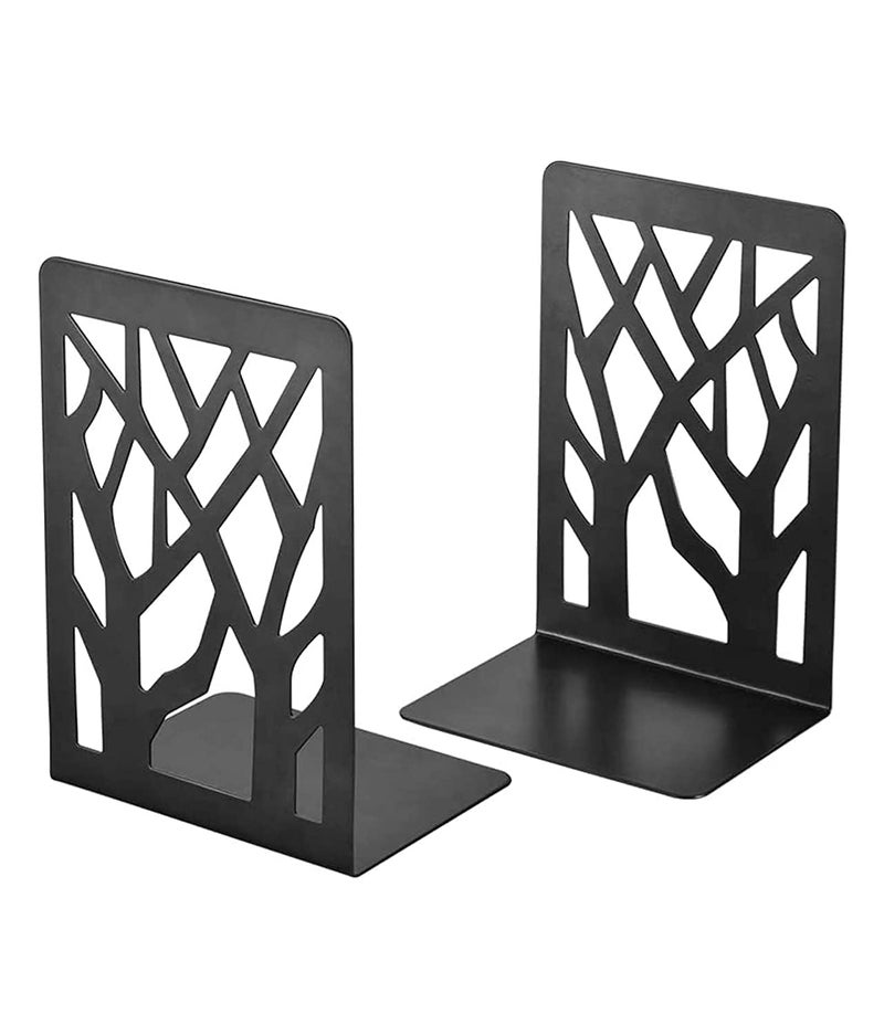 Zeinwap Metal Non-Slip Bookend Bracket Heavy Book End Office Book Stopper Desk Organizer Book Holder Bookends Office Accessories (Black, 2 Pcs) - Image 1