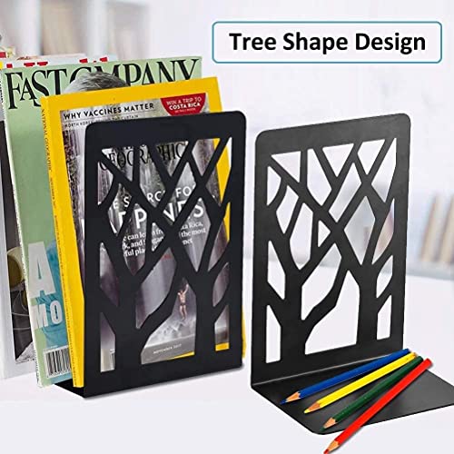 Zeinwap Metal Non-Slip Bookend Bracket Heavy Book End Office Book Stopper Desk Organizer Book Holder Bookends Office Accessories (Black, 2 Pcs) - Image 2
