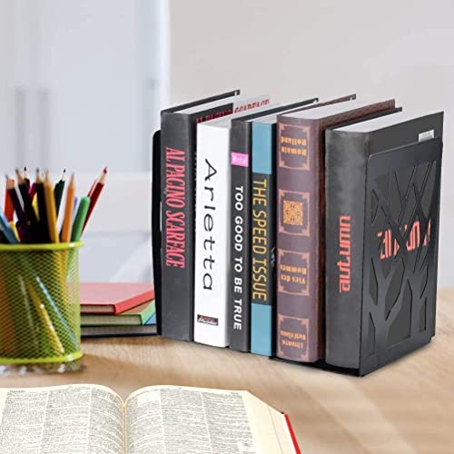 Zeinwap Metal Non-Slip Bookend Bracket Heavy Book End Office Book Stopper Desk Organizer Book Holder Bookends Office Accessories (Black, 2 Pcs) - Image 5