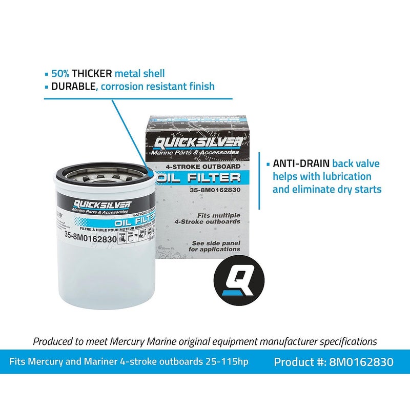 Quicksilver 8M0162830 Oil Filter for Select Mercury and Mariner 4-Stroke Outboards 25-115hp - Image 4