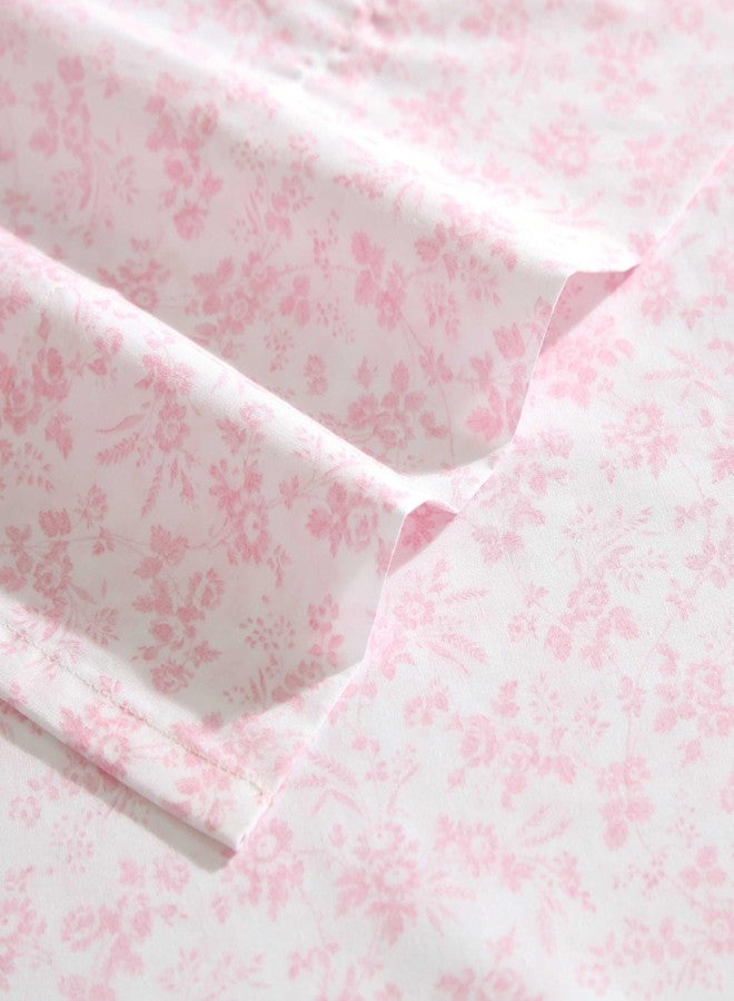 Laura Ashley - King Bed Sheets, Crisp & Cool Cotton Percale Bedding with Matching Pillowcases, Lightweight Bed Set, Oeko-Tex Certified (Floral Toile Pink) - Image 3