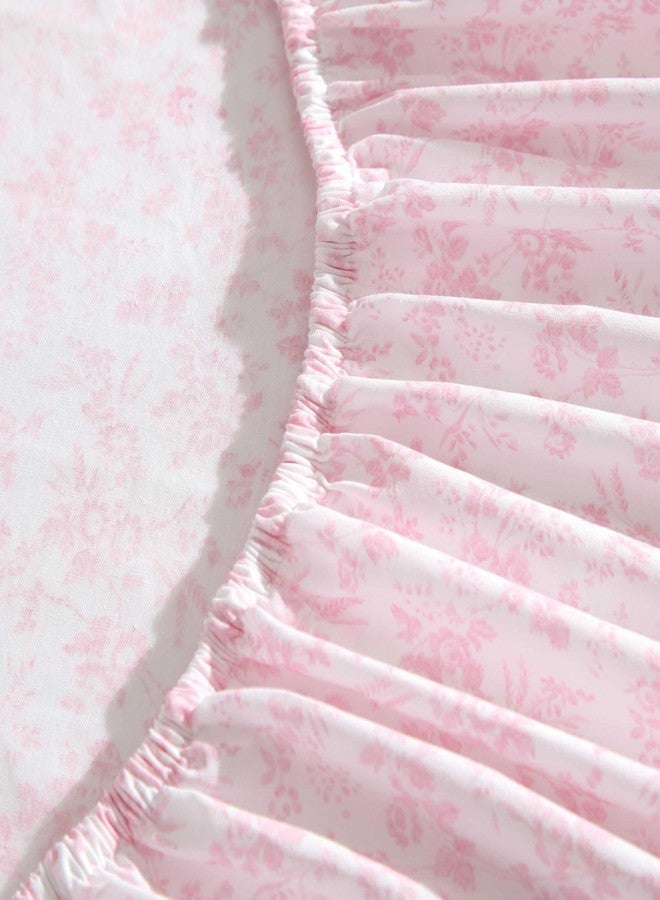 Laura Ashley - King Bed Sheets, Crisp & Cool Cotton Percale Bedding with Matching Pillowcases, Lightweight Bed Set, Oeko-Tex Certified (Floral Toile Pink) - Image 4