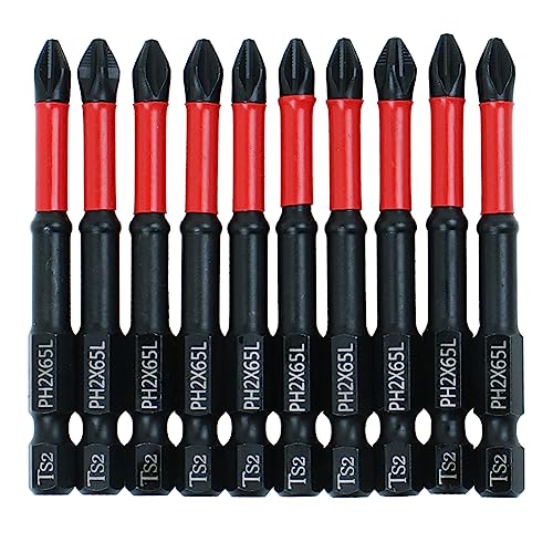 AUTOTOOLHOME 10 Pack Phillips PH2 Magnetic Anti Slip Screwdriver Bit Set 25 L TS2 AntiSlip Long Drill Bits Impact Driver Bits - Image 1