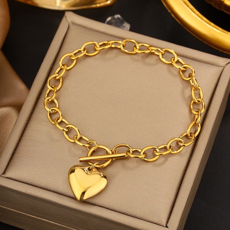 Vital Women's Vintage Titanium Steel Bracelet Set - Heart, Butterfly, Bow & Geometric Designs, Anniversary Gift
