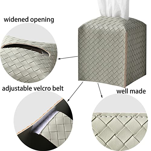 zoocatia Tissue Box Cover PU Leather Tissue Holder Square Facial Tissue Case Facial Paper Organizer Dispenser for Bathroom, Vanity Countertop, Tabletop, Car, Evergreen - Image 4