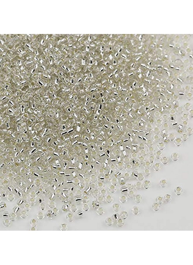 Tibaoffy - Size 12/0 Crafts Glass Seed Beads 2Mm Transparent Silver Beads For Jewelry Making (Total About 100G About 12000Pcs) - Image 1