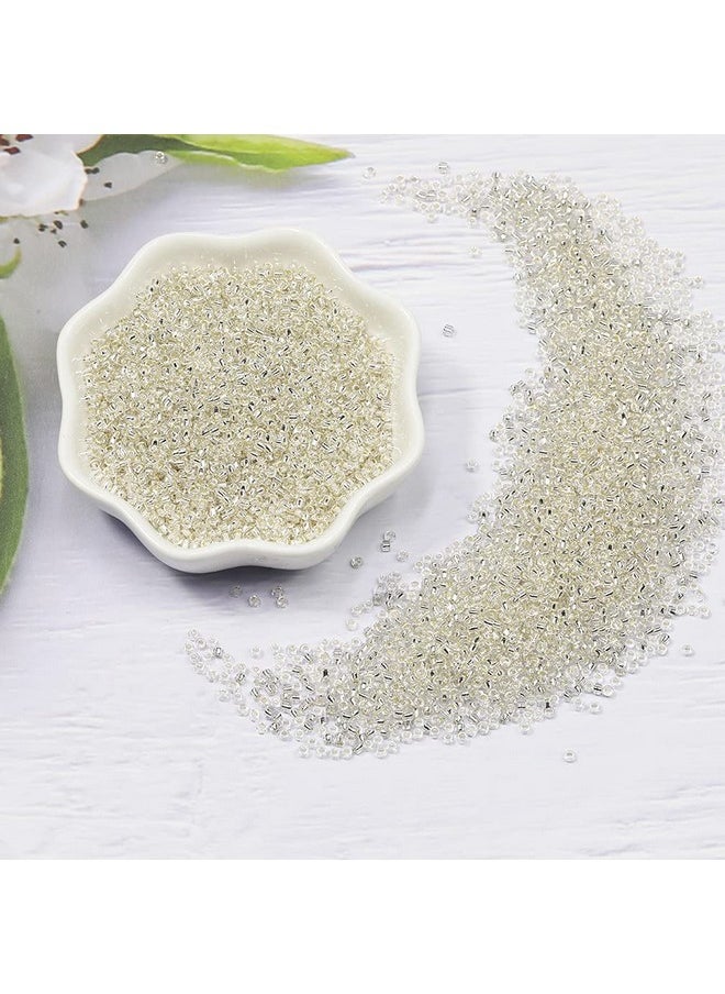 Tibaoffy - Size 12/0 Crafts Glass Seed Beads 2Mm Transparent Silver Beads For Jewelry Making (Total About 100G About 12000Pcs) - Image 1